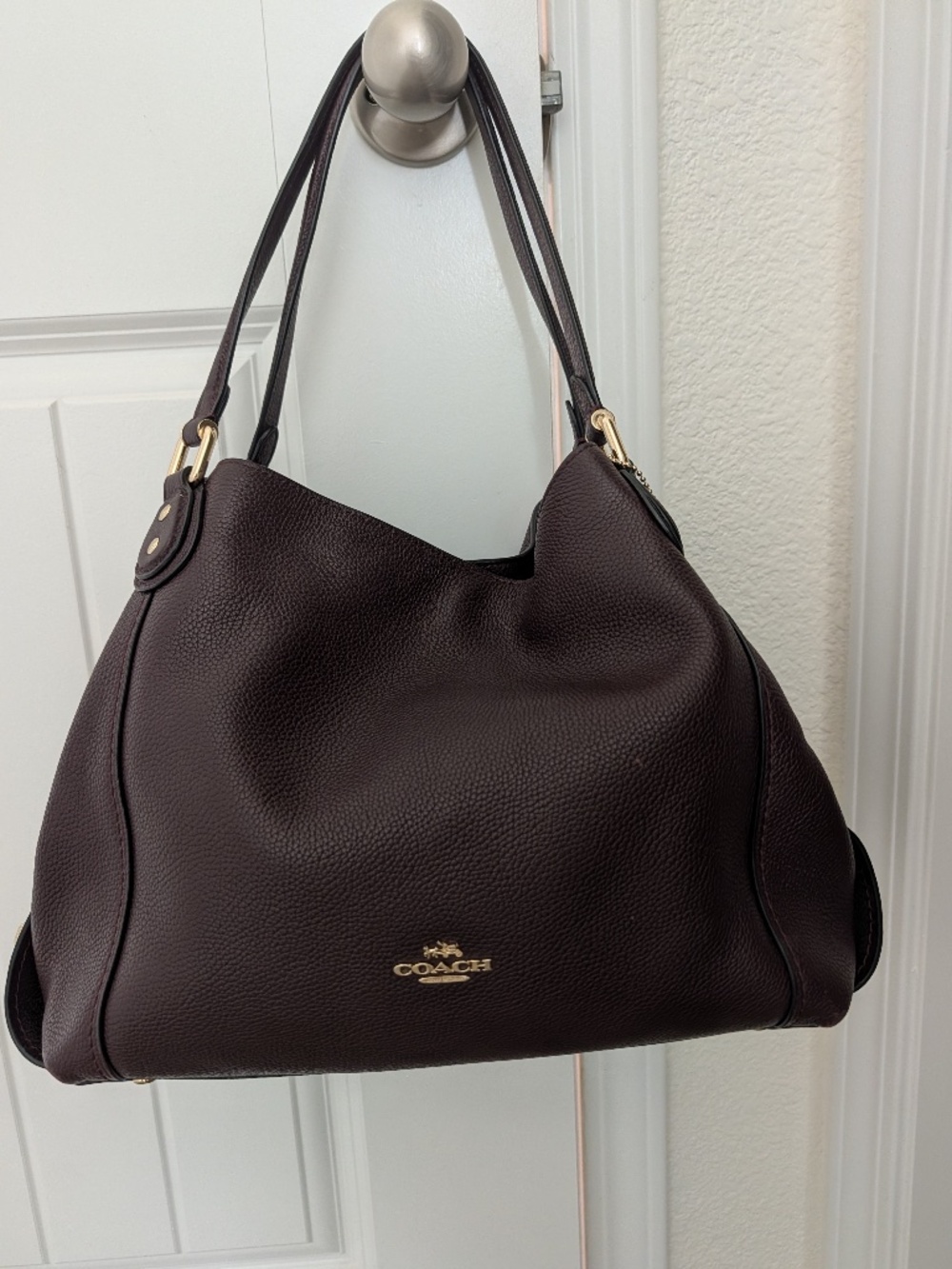Coach Edie 31 Oxblood Pebbled Leather Shoulder Bag 57125 + Dust Bag